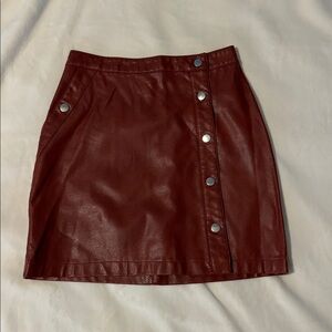 Urban Outfitters Burgundy Leather Mini Skirt